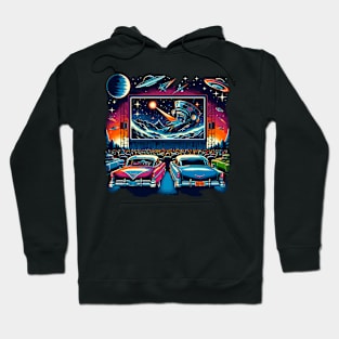 Galactic Cinema: Stellar Drive-In Movie Night in Space Hoodie